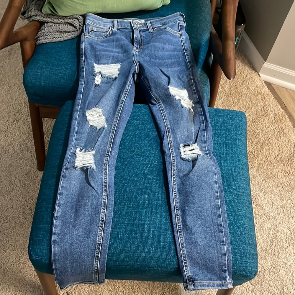 Topshop Women’s Moto Skinny Jeans Size 26 Stretch Distressed